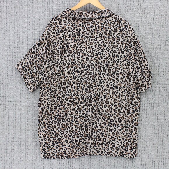 H&M Shirt Mens 2XL Multicolor Leopard Pattern Button Down Short Sleeve Collared - Picture 7 of 9